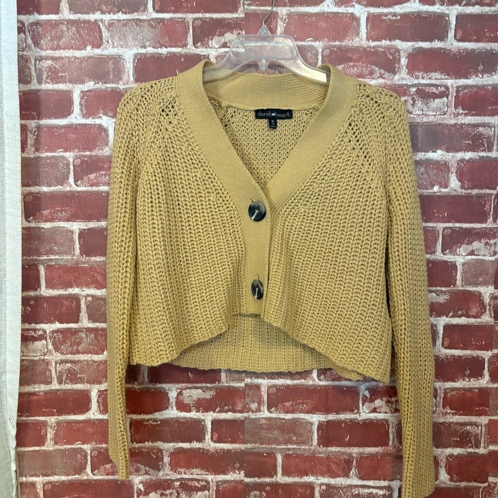 Derek Heart Mustard Button-Up Cardigan